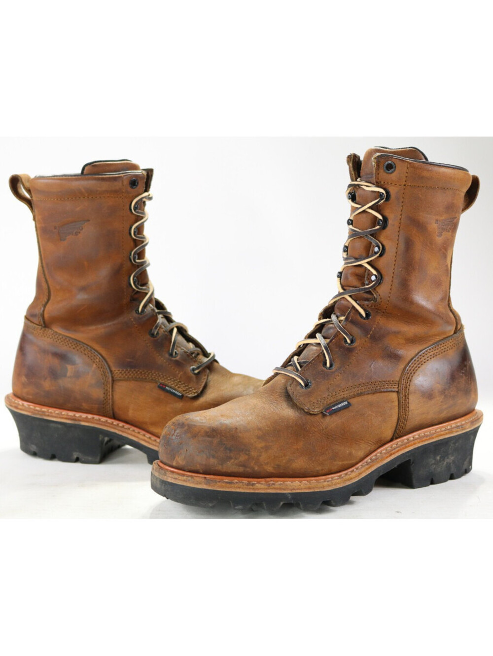 red wing lineman logger boots 10 brown leather waterproof steel toes shank 4420